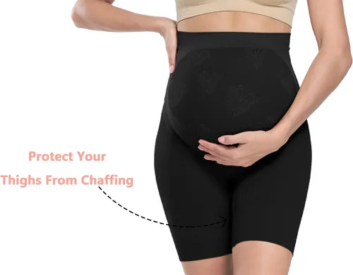 Vista 3 de Ropa moldeadora de maternidad de alta calidad "Baby Bump", ropa interior de embarazo de cintura alta a medio muslo que evita rozaduras, soporte