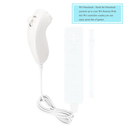 Vista 2 de JINHEZO Nunchuck Controller Joystick Gamepad Replacement for wii Nunchuck Controller, Compatible with Nintendo Wii & Wii U Video Game Gamepads White