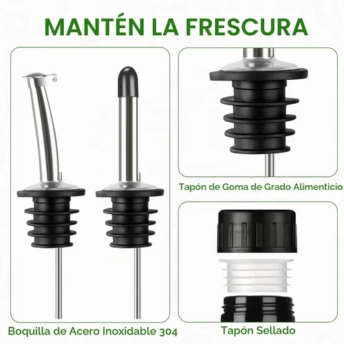 Vista 4 de Vakoo - Dispensador de aceite y vinagre, 17 onzas, azul y negro azul+negro