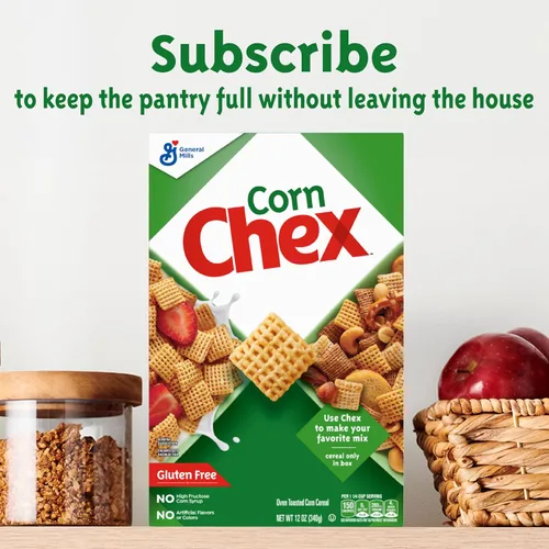 Vista 9 de Chex de maíz sin gluten, cereal para el desayuno, ingrediente casero de Chex Mix, 12 oz 0.56 oz de grano entero por porción, buena fuente de 12