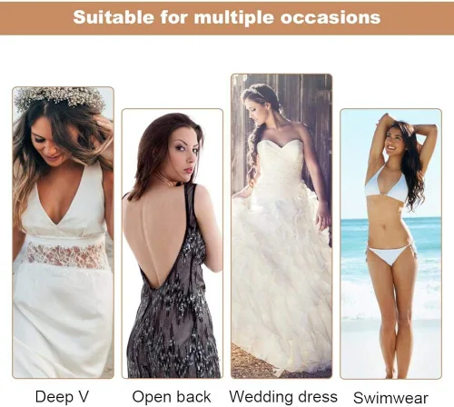 Vista 7 de Sujetador adhesivo, para mujer, reutilizable, para levantar pezón, autoadhesivo, sin tirantes, sin espalda, para vestido sin espalda