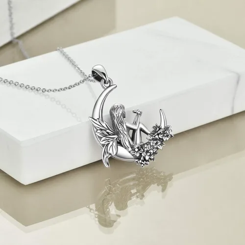 Vista 4 de Collar de plata de ley con colgante de zorroserpienteunicorniobúho en la lunaconejocaballo, joyería de regalo para mujeres, mamá, hermana