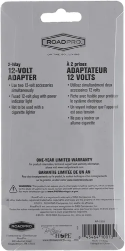 Vista 5 de Roadpro RP-2232 Adaptador de encendedor de cigarrillos de 12 voltios y 2 salidas