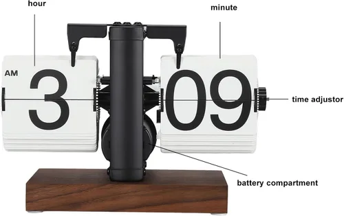 Vista 8 de Reloj retro con tapa, reloj de escritorio con pilas, reloj de mesa abatible de 12 horas, reloj mecánico retro abatible de gran número con base