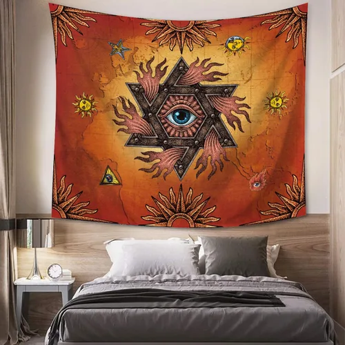Vista 2 de VENTIMI Tapiz de sol para colgar en la pared, mantel con ojos espaciales, decoración de pared para dormitorio, sala de estar, exterior e