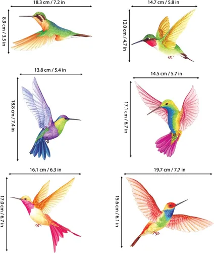 Vista 6 de BASHOM DS2-4002 - Calcomanías de pared de colibríes, para niños, desprendibles para guardería, dormitorio, sala de estar, murales de arte