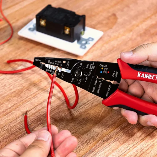 Vista 7 de KAIWEETS Pelacables 10-22 AWG Empalmador de Cables Pelacables Herramienta Multipropósito para Pelar Cables Alicates de Alambre Eléctrico