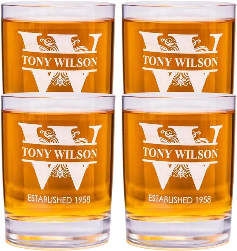 Vista 17 de Juego de vasos de whisky grabados con diseño personalizado Vidrio para una sola ocasión para cumpleaños, Día del Padre o hitos