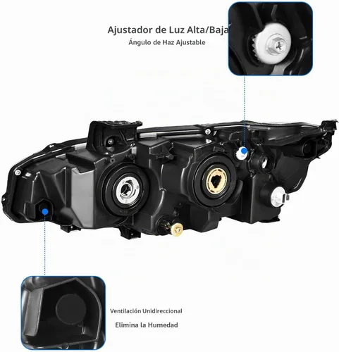 Vista 4 de DWVO Conjunto de faros proyector con luces diurnas Compatible con 2016 2017 2018 2019 2020 2021 Civic Reemplazo de faros en par Carcasa negra