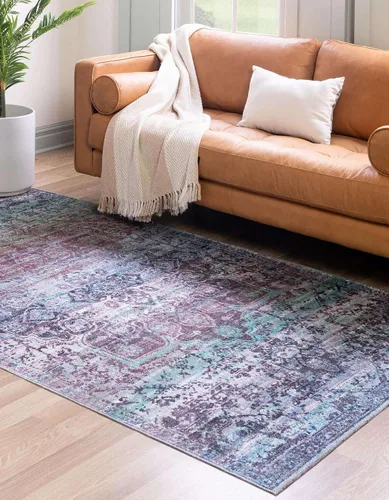 Vista 4 de Unique Loom Renaissance Collection - Alfombra rectangular de 2 x 3 pies 1 pulgada, color azul y verde