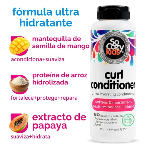 Vista 3 de SoCozy - Boing Curl - Acondicionador Sweet-Crème para niños, sin frizz o alboroto, rizos bien hechos, 10,5 onzas de fluido