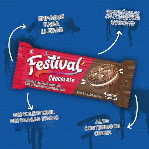 Vista 9 de Festival Galletas sándwich de crema de chocolate, 14.22 oz (paquete de 3)