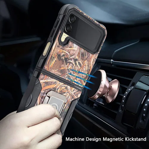 Vista 5 de Compatible con Galaxy Z Flip 3 Ring Case, Slim Magnetic Phone Case Premium Thin Full Protection Hard PC con agarre antideslizante, funda protectora