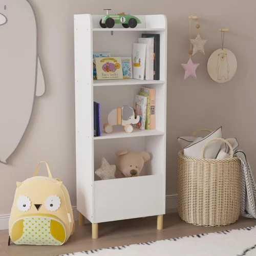 Vista 2 de CuisinSmart Estantería para niños, estantería infantil de 4 niveles, estantería para niños, armario de almacenamiento de juguetes, estantería