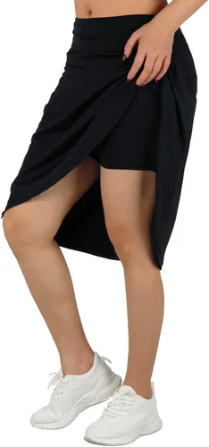 Vista 3 de ANVIVO - Falda pantalón para mujer, longitud hasta la rodilla, falda deportiva informal con bolsillos de cintura alta