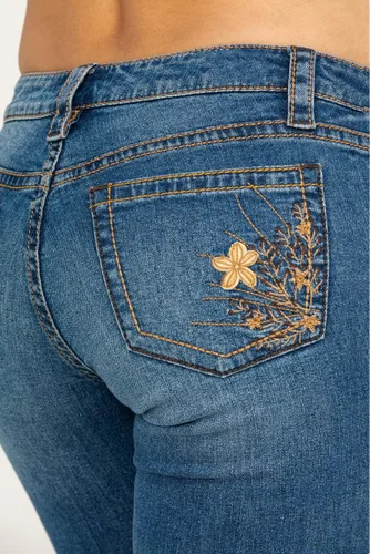 Vista 5 de Jeans de corte de bota para mujer, pantalones de mezclilla lavados bordados