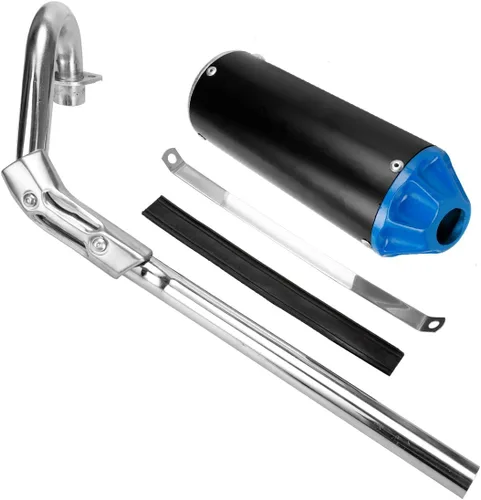 Vista 3 de FVRITO Kit de montaje de tubo silenciador de escape de alto rendimiento para CRF50 XR50 70cc 110cc 125cc Taotao DB14 DB10 SSR SR110 Rocketa xpro Azul