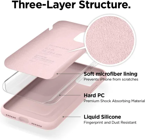 Vista 4 de elago - Funda de silicona para iPhone 11 Color, silicona líquida prémium, borde elevado (protección de pantalla y cámara), estructura de 3 capas