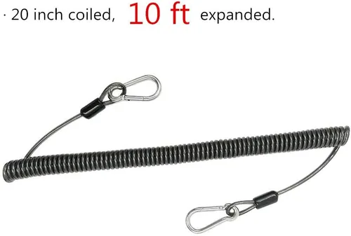 Vista 4 de Drchoer Fishing Rod Lanyard for Trolling: 10ft-150LB Saltwater Rod Reel Safety Tether - Retractable Fishing Tool Coil Lanyard for Deep Sea Pole
