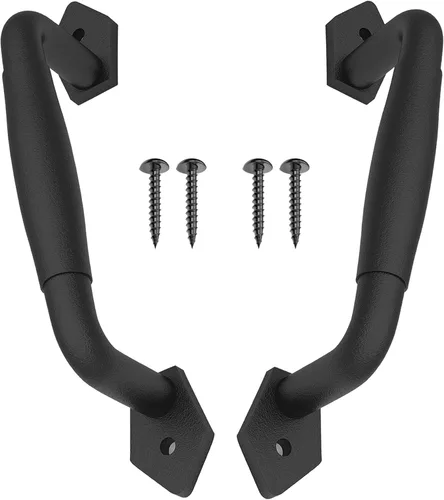 Vista 9 de Tirador Clásico de Puerta – Tirador de Acero Resistente para Portones, Puertas de Granero, Cercas Exteriores, Negro, 7 Pulgadas