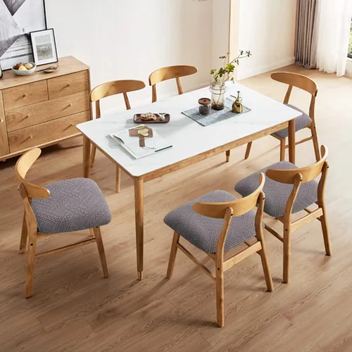 Vista 2 de Genina Fundas de asiento para silla de comedor, impermeables, paquete de 4, fundas de asiento elásticas para comedor, fundas protectoras para sillas