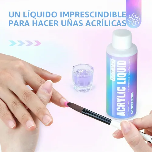 Vista 4 de Kit de uñas acrílicas SAVILAND con taladro: juego profesional de polvo acrílico de 0.5Oz transparente/blanco/rosa y líquido de 50ml con taladro