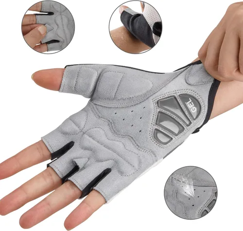 Vista 4 de Kadacha Guantes de ciclismo para hombres y mujeres guantes de bicicleta de carreteramontaña antideslizantes absorbentes acolchados guantes
