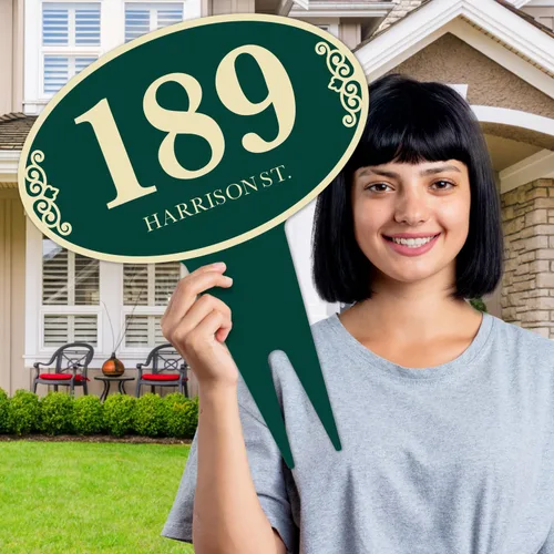 Vista 3 de Letrero personalizado de dirección de casa, placa de dirección de césped, números de casa personalizados para Navidad al aire libre, 12 x 15