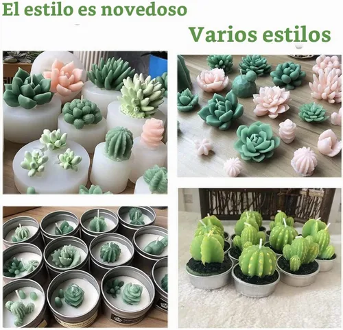 Vista 8 de 9 moldes de silicona para suculentas, moldes de resina de flores de cactus 3D, moldes de arcilla de cactus, molde de pastel de flores, moldes