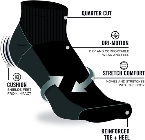 Vista 3 de Nautica Mens Quarter Socks - 6 Pack Comfort Stretch Cushioned Moisture-Wicking Athletic Ankle Socks for Men (Sizes 6-12.5)