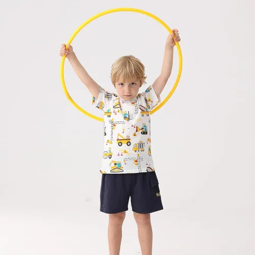 Vista 6 de GFQLONG Paquete de 3 camisetas de algodón de manga corta para bebés y niños pequeños, ropa con estampado de dinosaurios, conjunto