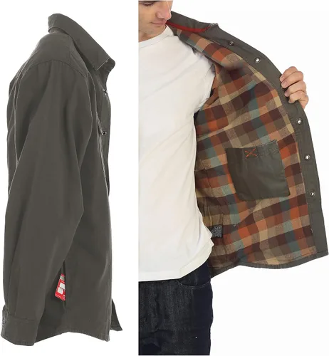 Vista 5 de Gioberti - Chaqueta tipo camisa para hombre de sarga con forro de franela 100 de algodón cepillado y suave