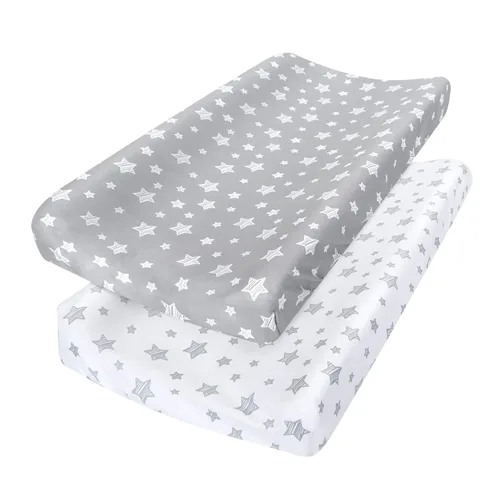 Vista 12 de Fundas para cambiador, color beige y gris, para niños y niñas, paquete de 2 unidades, unisex, funda para cambiador, sábana suave y transpirable
