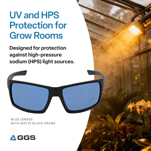 Vista 2 de Bullhead Safety Sawfish - Gafas para sala de cultivo con lentes bloqueadores HPS, protección ocular completa para uso en horticultura y jardinería