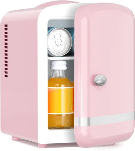 Vista 15 de Antarctic Star Mini refrigerador de maquillaje 4L con espejo para dormitorio, automóvil, oficina y dormitorio, enfriador pequeño portátil para Negro
