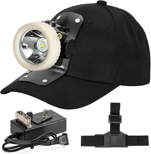 Vista 10 de Lokilo Linterna frontal de minería superbrillante de 1+6 LED, recargable, impermeable, con tapa minera, larga duración, ligera, perfecta