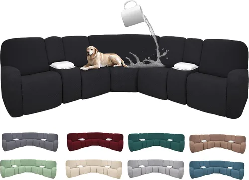 Vista 77 de Fundas de sofá reclinable seccional 100% impermeables para sofá reclinable en forma de L, funda de sofá modular de esquina en forma de L, fundas