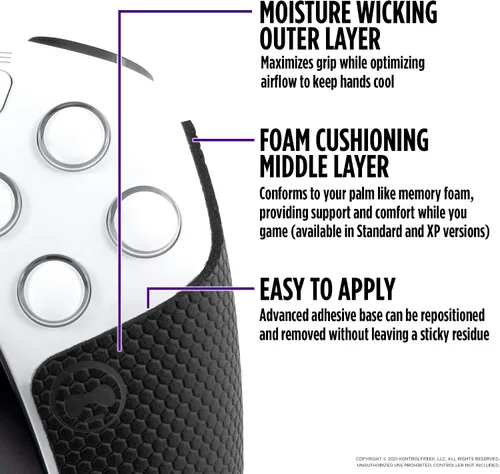 Vista 3 de KontrolFreek Performance Grips for PlayStation 5 (PS5) Controller (Nightfall Black)