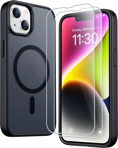 Vista 157 de SPIDERCASE Funda magnética translúcida diseñada para iPhone 11, con 2 protectores de pantalla de vidrio templado, antihuellas, para iPhone 11 de 6.1