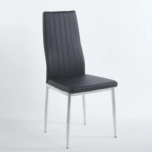 Vista 8 de Juego de 4 sillas, patas de color cromado, asiento negro