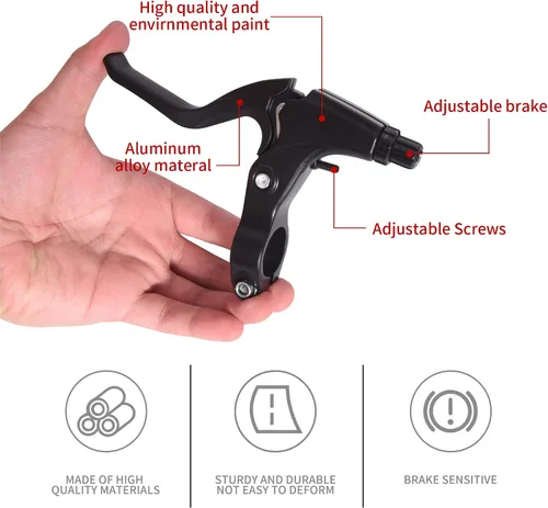 Vista 6 de Juego completo de frenos de bicicleta, freno universal delantero y trasero de bicicleta MTB, kit de palanca de cables de pinzas interiores y Negro