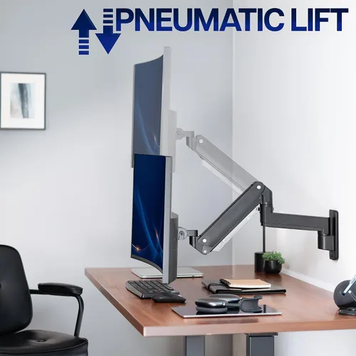 Vista 7 de VIVO Brazo de Monitor de Aluminio Premium de Servicio Pesado para Pantallas Ultraanchas de hasta 49 pulgadas y 44 libras, Montaje de Pared Negro