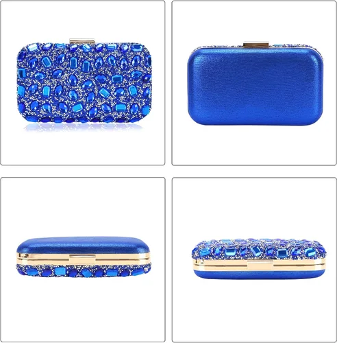 Vista 4 de Bolso de mano de lentejuelas brillantes con diamantes de imitación para mujer, bolso de mano de noche, bolso de hombro para boda, fiesta, baile