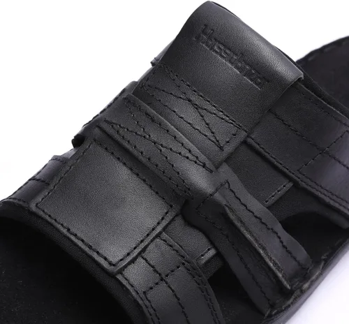 Vista 3 de Harssidanzar Sandalias de cuero para hombre, espuma viscoelástica, ligeras, de verano, sandalias para hombre, sandalias de playa para exteriores