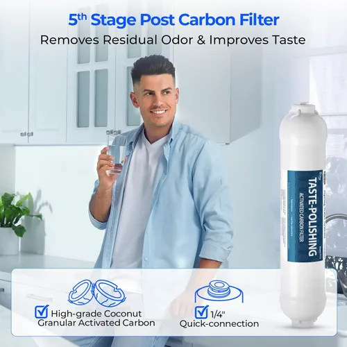 Vista 6 de iSpring Paquete de cartuchos de filtro de repuesto con certificación NSF F15-75 de 2 años para sistemas estándar de ósmosis inversa de 5 etapas
