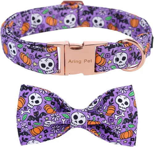 Vista 7 de ARING PET Collar de perro con corbatín, collares de terciopelo para perros con corbatín extraíble, collar de lazo ajustable para perros hembras