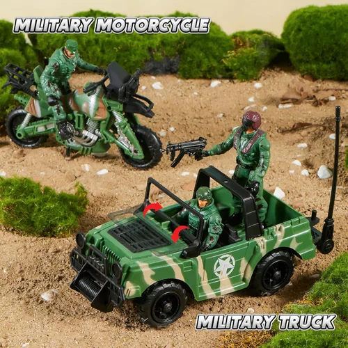 Vista 7 de JOYIN Juego de juguetes militares, juguetes militares para niños, incluyendo helicóptero con luz realista, sonido y mango, camiones Bruder, barco