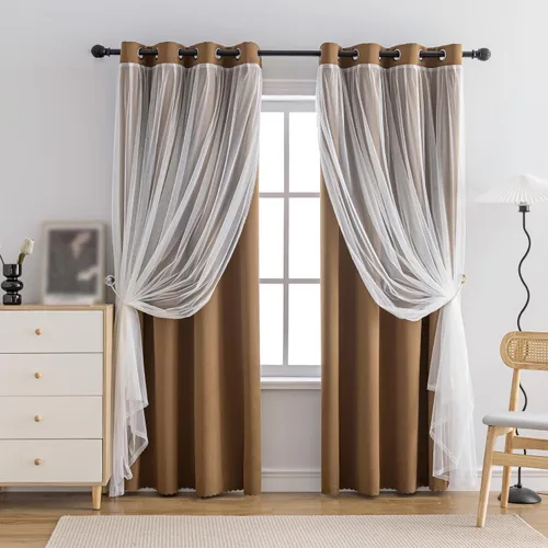 Vista 40 de Anytime Cortinas opacas y transparentes para ventana, par de paneles de cortinas lisas con ojales en la parte superior, 35 pulgadas de ancho x 63
