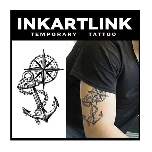 Vista 8 de INKARTLINK Tattoo Tech, 2 hojas de tatuaje semipermanente mediano, tatuajes temporales de diseño artístico para adultos, dura 1-2 semanas, Barco