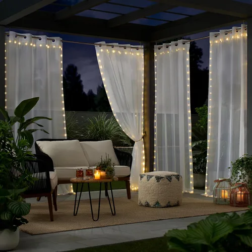 Vista 6 de Eclipse Starlight - Cortinas con Luces Transparentes sin Ganchos con Ojales que se Iluminan, Divisor de Habitación de Dormitorio o Patio al Aire